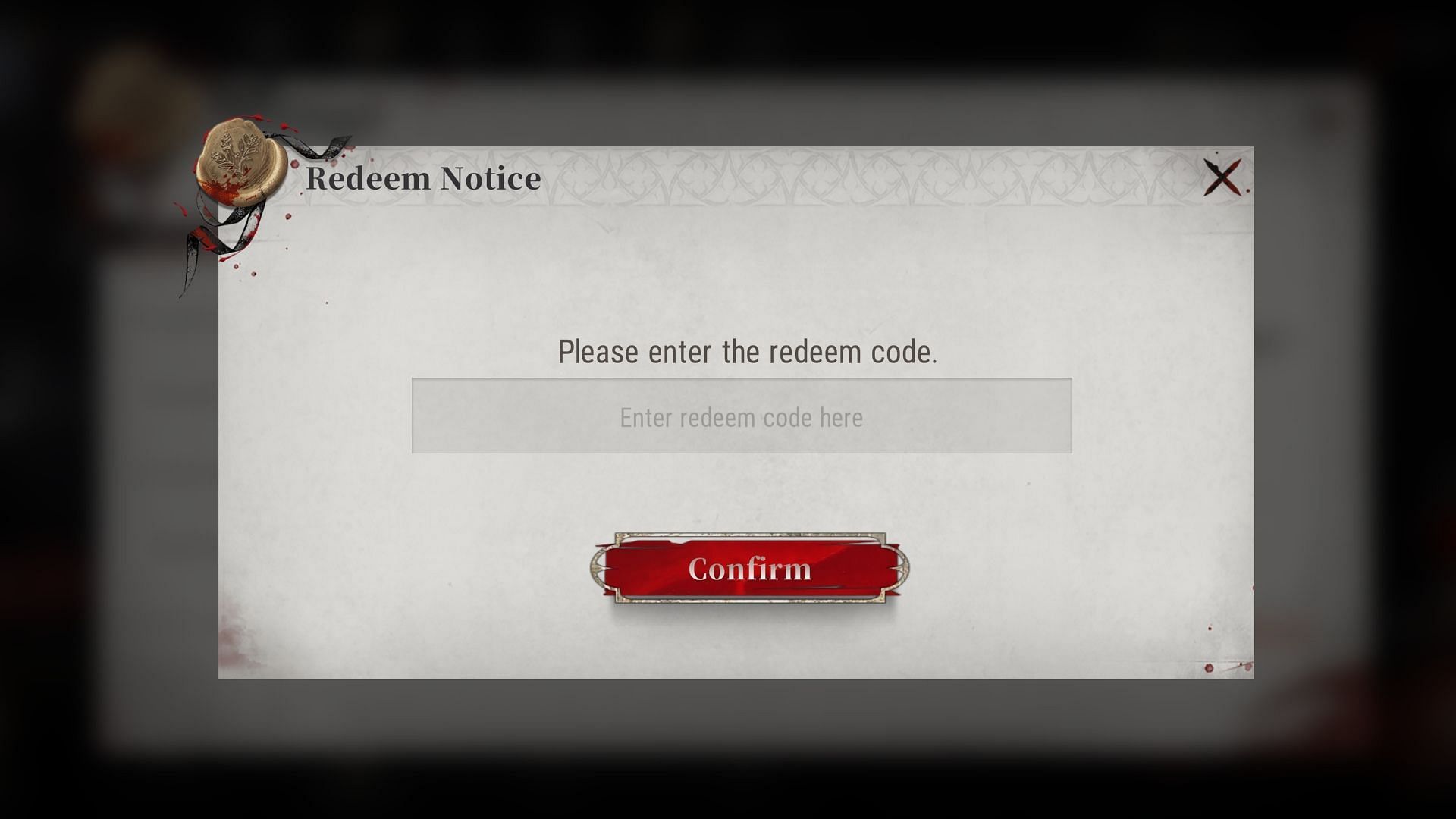 Tap the Confirm button after entering the code into the dialog box (Image via Skystone Games)